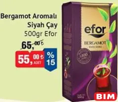 EFOR BERGAMOT AROMALI SİYAH ÇAY 500 GR fiyat ve kampanya bilgisi